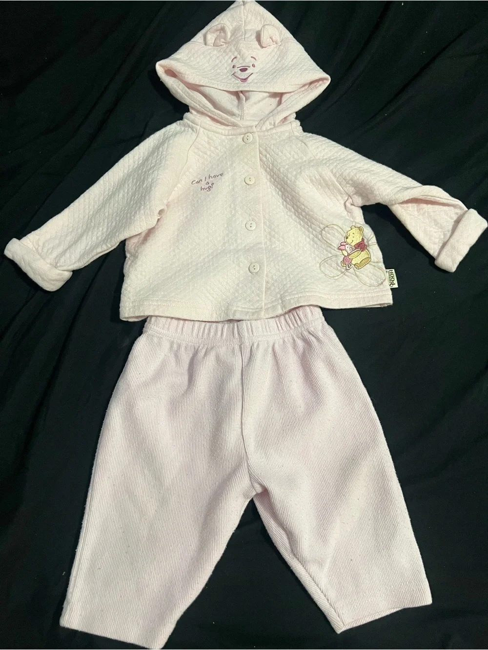 y2k Winnie the Pooh Baby Two-Piece Set with Bear Embroidery